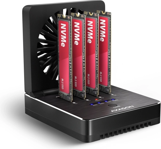 AXAGON σταθμός σύνδεσης USB4 για 4× M.2 NVMe SSD με offline κλωνοποίηση