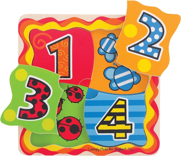 Ξύλινο παζλ με αριθμούς 1–4 Bigjigs Toys
