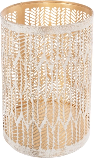 Κηροπήγιο Leaf μπεζ-χρυσό μεταλλικό 18 cm
