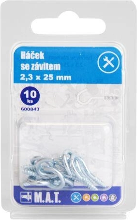 Γάντζος με σπείρωμα 25 × 2,3 mm, γαλβανισμένος (10 τεμ.)
