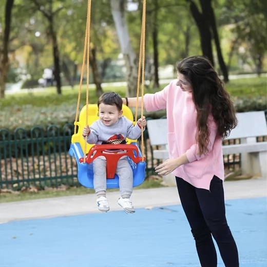 παιδική κούνια 3-σε-1 με ψηλή πλάτη και μπάρα ασφαλείας