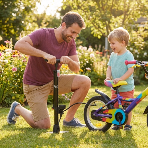 Επιδαπέδια τρόμπα ποδηλάτου WheelZone με μανόμετρο, μαύρη