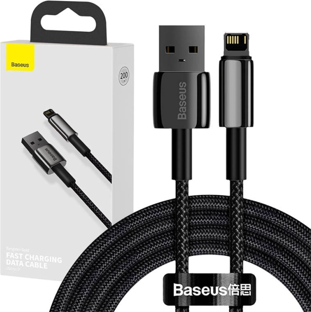 Καλώδιο Baseus Tungsten Gold USB – Lightning 2,4 A 2 m – Μαύρο