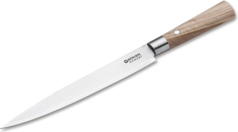 Böker Manufaktur Solingen Damascus Olive μαχαίρι κοπής 23 cm από δαμασκηνό ατσάλι με ξύλο ελιάς