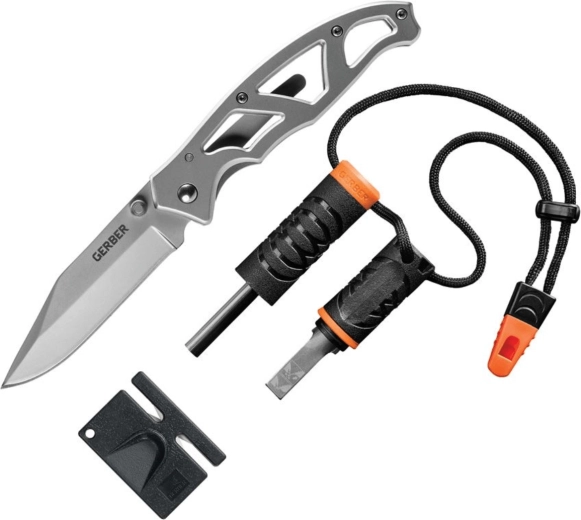 Gerber Paraframe Combo σετ κάμπινγκ 3 τεμαχίων (μαχαίρι, πυροκροτητής, ακονιστήρι)