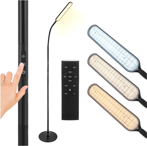 Επιδαπέδια LED λάμπα 180 cm μαύρη με τηλεχειριστήριο και χρονοδιακόπτη IZOXIS