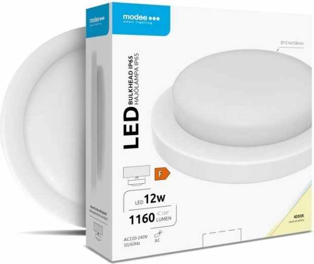 Στρογγυλό επιτοίχιο/οροφής φωτιστικό LED Modee Bulkhead 12 W 4000 K, λευκό