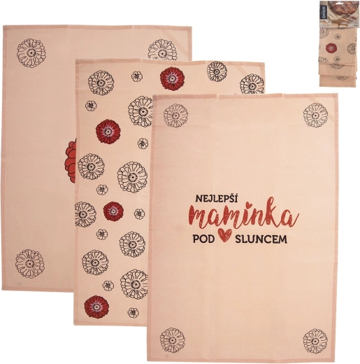 Βαμβακερές πετσέτες κουζίνας «Nejlepší maminka» (3 τεμ.)
