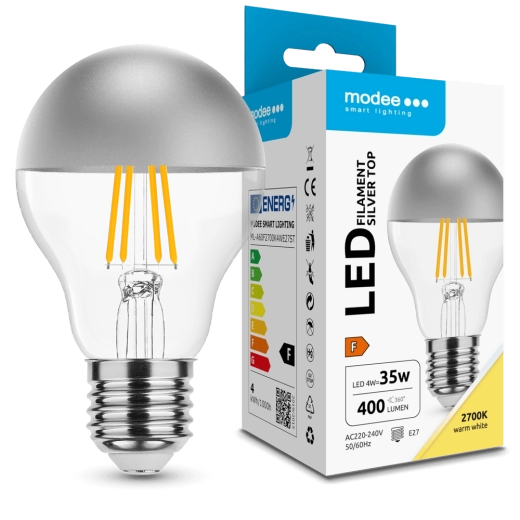 Λάμπα LED Modee Filament A60 Silver Top 4W E27, 2700K, 400 lm