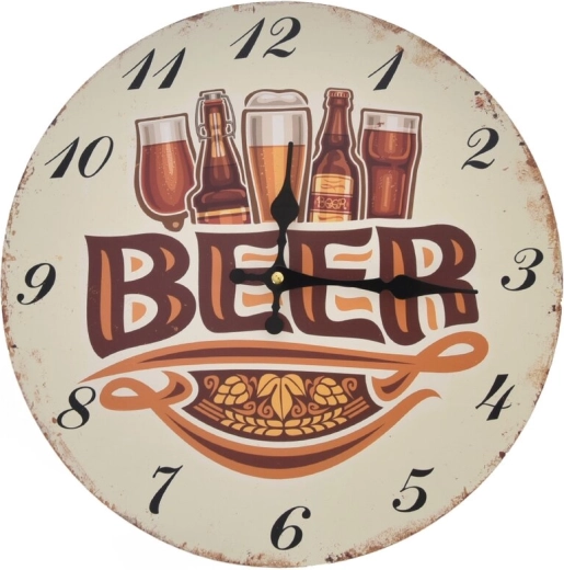 Ξύλινο ρολόι τοίχου Beer μπεζ 34 cm