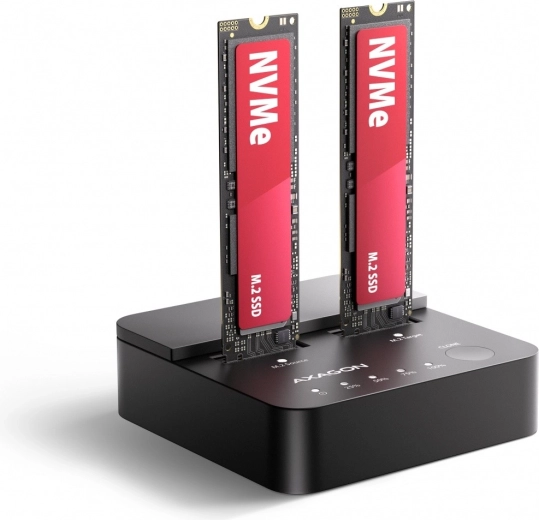 Axagon CLONE MASTER βάση σύνδεσης και κλωνοποίησης USB-C 3.2 Gen 2x2 για 2× NVMe M.2 (20 Gbps)