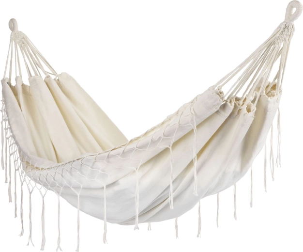 Διπλή κρεμαστή αιώρα κήπου boho μπεζ 200 × 150 cm
