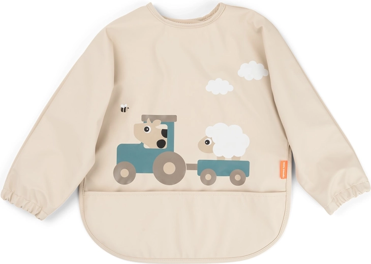 Done by Deer σαλιάρα με μανίκια και τσέπη Tiny farm αμμουδί