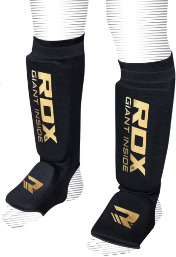 Προστατευτικά κνήμης και ράχης ποδιού RDX Hosiery Shin Instep Foam μαύρα/χρυσά – μέγεθος XL