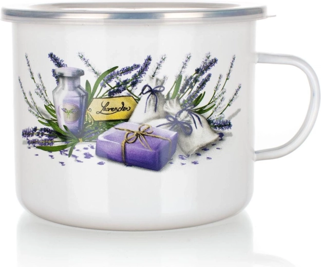 Εμαγιέ δοχείο Lavender 1,4 l με πλαστικό καπάκι, διάμετρος 14 cm