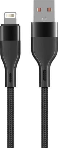 Καλώδιο Maxlife USB–Lightning 1 m, 2,4 A, μαύρο νάιλον