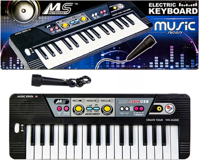Παιδικό πληκτροφόρο keyboard με μικρόφωνο, 37 πλήκτρα, μαύρο - 1 τεμάχιο