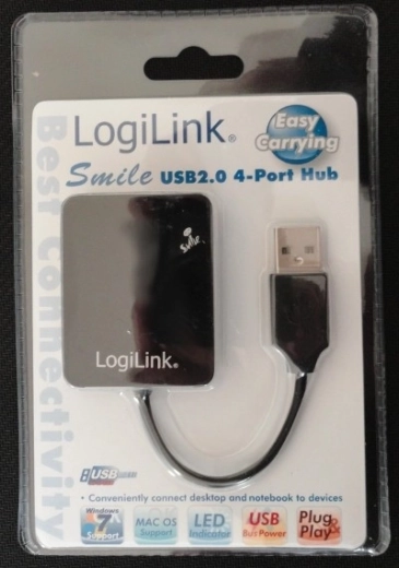 USB 2.0 hub LogiLink Smile, 4 θυρών, μαύρο