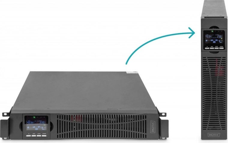 UPS on-line για ράφι 19" με LCD, 1000 VA / 1000 W, 8x C13, USB, RS232, RJ45