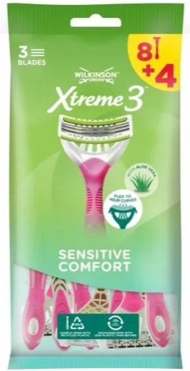 Γυναικεία ξυραφάκια μιας χρήσης Wilkinson Xtreme3 Comfort Sensitive 8+4