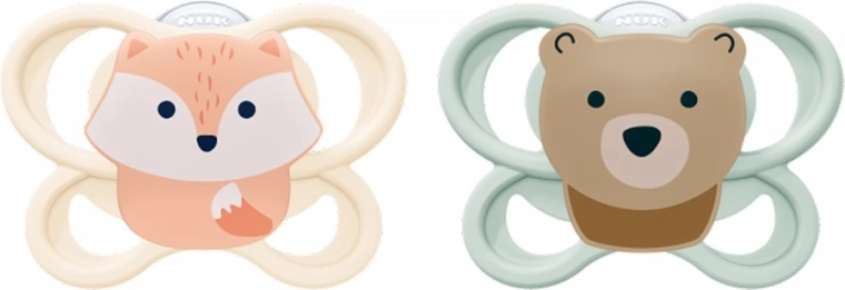 Πιπίλα NUK Perfect Match Air για νεογέννητα, FOX/BEAR, 2 τεμ.