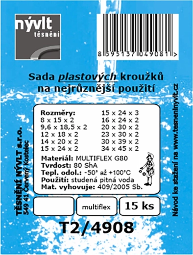 Σετ πλαστικών δακτυλίων στεγανοποίησης MULTIFLEX G80, 15 τεμ.