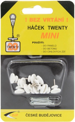 Γαντζάκι TWENTY mini από πολυαμίδιο, λευκό, 10 τεμ.