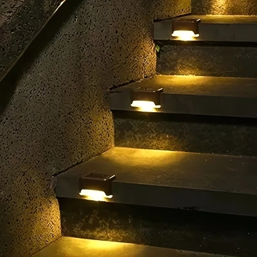 Ηλιακά LED φωτιστικά σκάλας για βεράντα και κήπο, αδιάβροχα, σετ 4 τεμ.