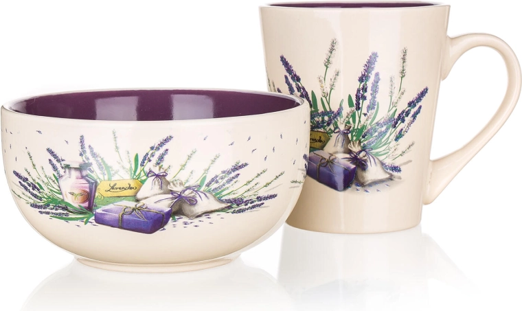 Κεραμικό σετ πρωινού Lavender – κούπα 360 ml και μπολ 540 ml