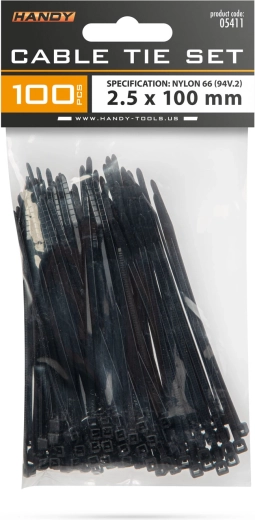 Μαύρα δεματικά καλωδίων 100 × 2,5 mm, 100 τεμ.