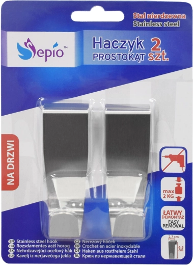 Ανοξείδωτο άγκιστρο για συρτάρι 2,7 × 2,7 × 6,5 cm (2 τεμ.)