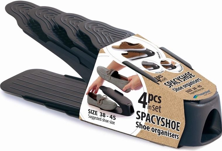 Σετ οργανωτών παπουτσιών Prosperplast Spacyshoe, ανθρακί, 4 τεμ.
