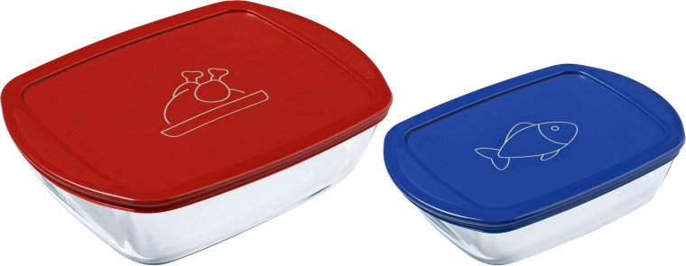 Σετ ορθογώνιων γυάλινων δοχείων PYREX 1,2 l και 2,5 l