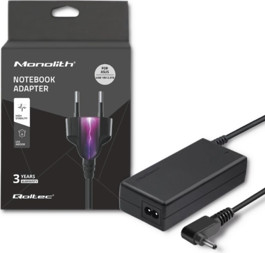 Τροφοδοτικό για φορητούς υπολογιστές ASUS 45 W, 19 V, 2.37 A, σύνδεσμος 4.0 × 1.35 mm + καλώδιο τροφοδοσίας