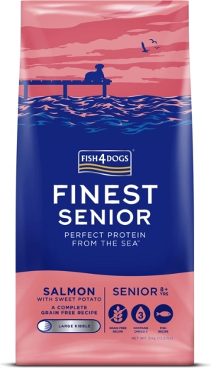 Fish4Dogs Finest ξηρά τροφή (κροκέτες) για ηλικιωμένους σκύλους σολομός και γλυκοπατάτες 6 kg