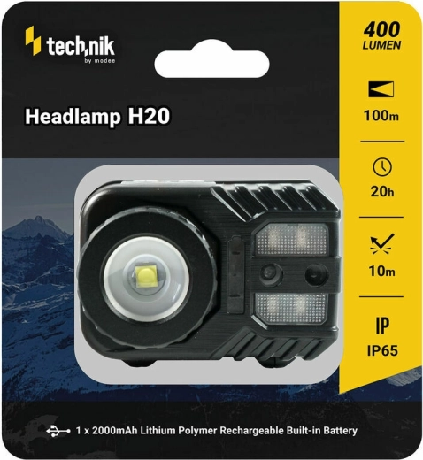 Technik MT-H20 φακός κεφαλής με ελαστικοποιημένη επιφάνεια, LED CREE XPG-2, micro-USB, κόκκινο φως