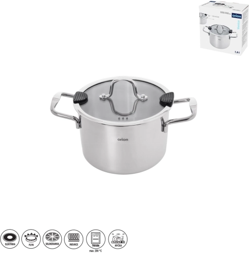 Orion ανοξείδωτη κατσαρόλα Venice 1,9 l με γυάλινο καπάκι