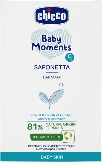 Chicco Baby Moments στερεό σαπούνι χεριών με φυτική γλυκερίνη 100 g