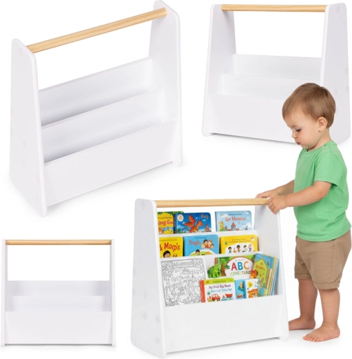Παιδική βιβλιοθήκη Montessori 3 επιπέδων – σταντ βιβλίων λευκό ECOTOYS