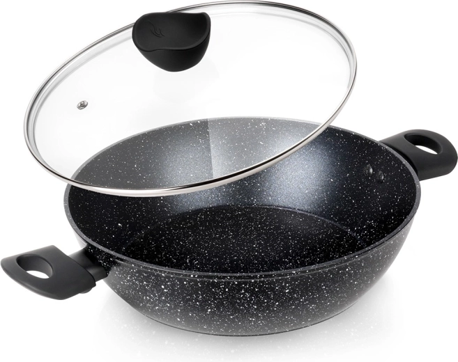 Βαθύ γρανιτένιο τηγάνι με γυάλινο καπάκι BLACK LINE 28 cm, 3,5 l