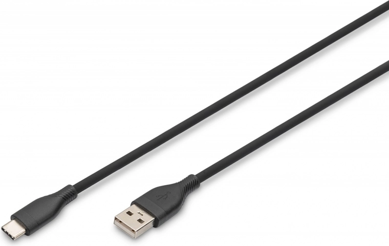 Καλώδιο σιλικόνης USB-A σε USB-C, USB 2.0 60W, 2 m μαύρο