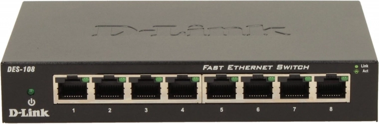 D-Link DES-108 switch Fast Ethernet 8 θυρών σε μεταλλικό περίβλημα