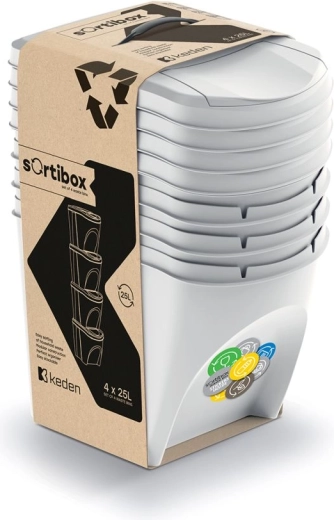 Σετ κάδων διαλογής Sortibox 4×25 l σε σταχτί γκρι