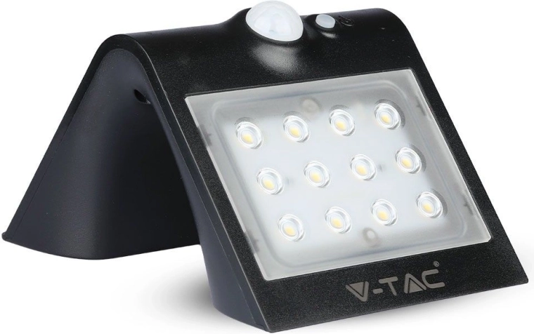 Ηλιακό επιτοίχιο LED φωτιστικό 1,5 W, μαύρο – V-TAC