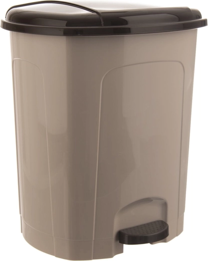 Πλαστικός κάδος απορριμμάτων με πεντάλ 30 l, μπεζ με σκούρο καπάκι