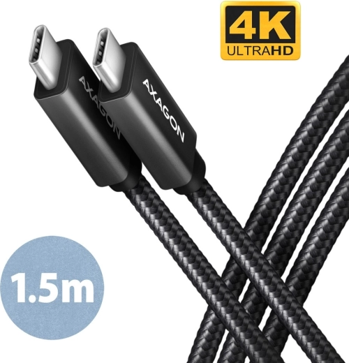 AXAGON BUCM32 καλώδιο USB‑C 3.2 Gen 2x2 20 Gb/s, 4K/60 Hz, PD 100 W, 1,5 m, πλεκτό