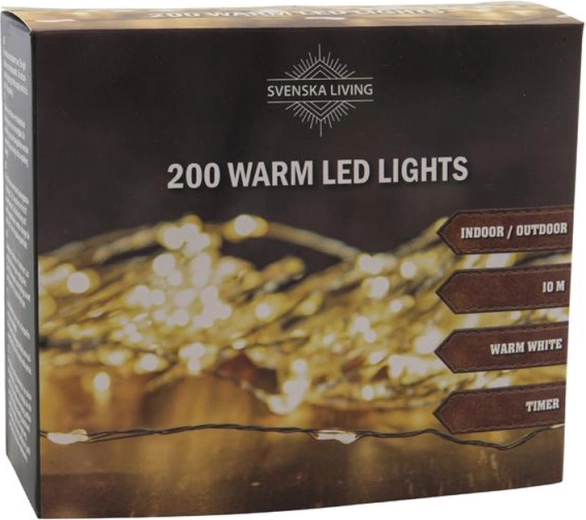 Φωτεινή γιρλάντα με χρονοδιακόπτη 200 LED, 10 m
