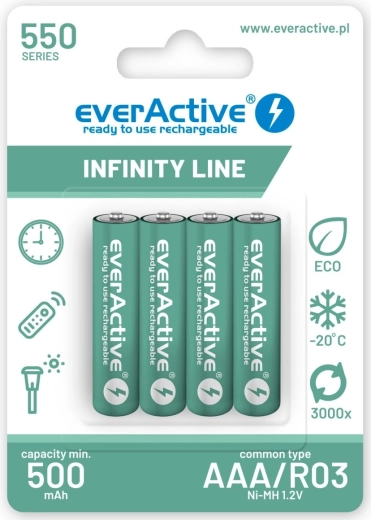 Επαναφορτιζόμενες μπαταρίες AAA R03 550 mAh – έτοιμες για χρήση Infinity Line (4 τεμ.)