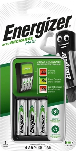 Φορτιστής ENERGIZER Maxi με επαναφορτιζόμενες μπαταρίες AA 2000 mAh (4 τεμ.)