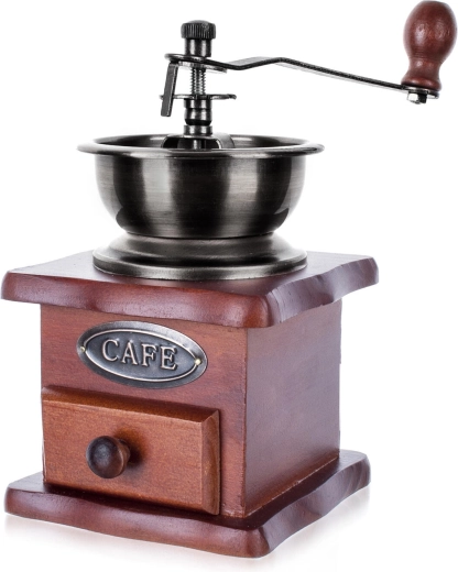 Χειροκίνητος μύλος καφέ CAFE από ξύλο και μέταλλο με κεραμικό μηχανισμό άλεσης